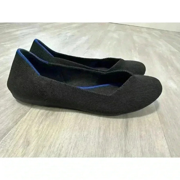 Rothy's The Flat Black Solid Knit Fabric Ballet Flats‎ Women's US 6.5 - Picture 3 of 8